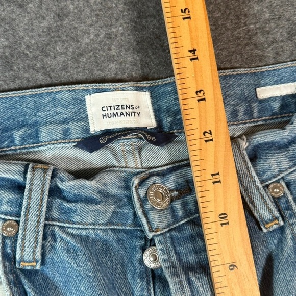 Citizens of Humanity Ayla Wide Leg Crop Jeans Distressed Frayed Hem Denim Sz 28 - Picture 11 of 13